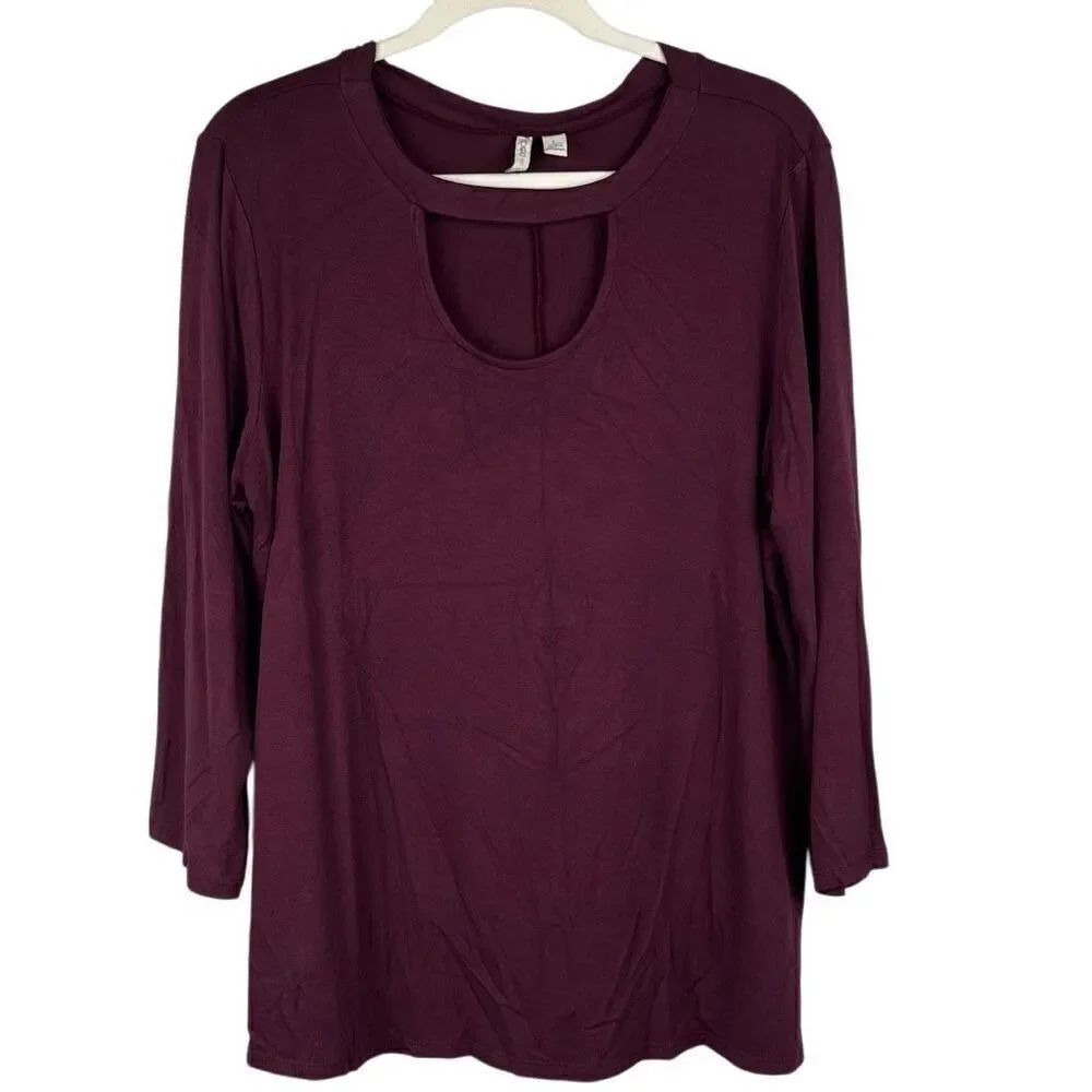 Cato Est. 1946 Women’s Cutout 3/4 Sleeve Stretch Blouse Large